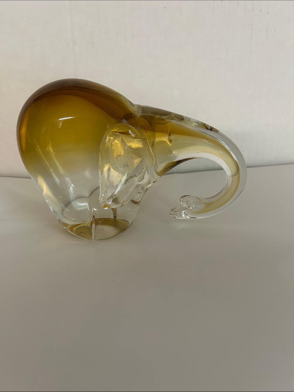 Amber Glass Elephant Sculpture - Home Art